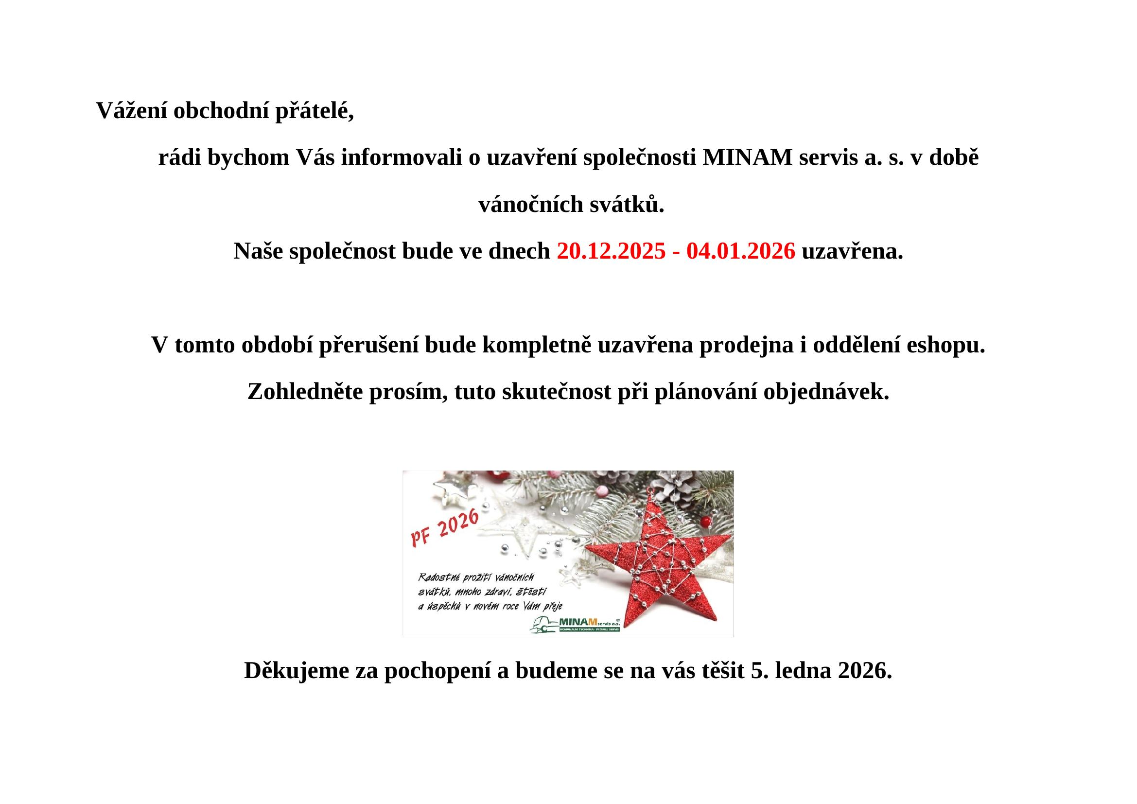 provoz na vánoční svátky 2025